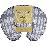 Adorology Minky Nursing Pillow Slipcover (Cover ONLY) for Boppy, Gray Feathers, Pillow NOT Included, Ultra-Soft Fabric