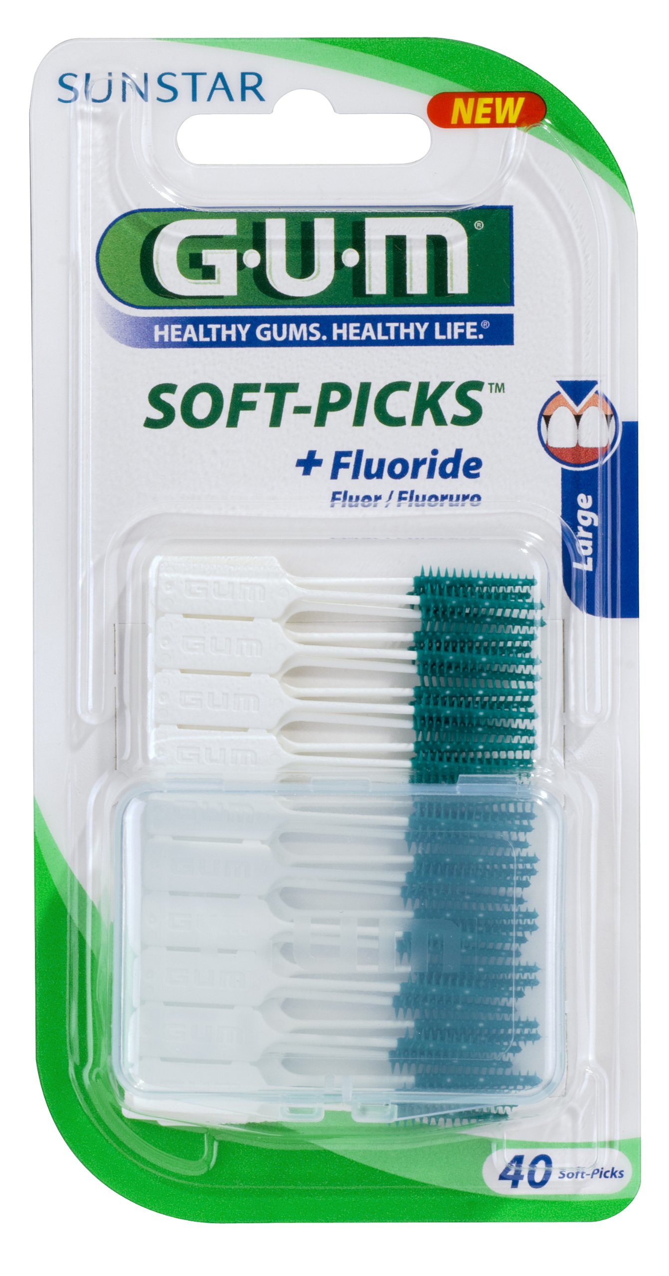 Gum Soft Picks - Metal-Free Brushes + Fluoride - Large 40 Pieces — image 1