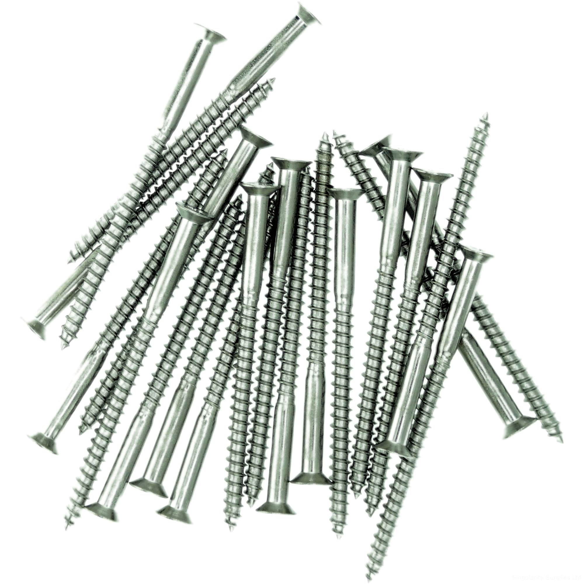 No.6 x 1.18 (3.5mm x 30mm) Pozi Countersunk Wood Screw - Stainless Steel (A2) (Pack of 20)