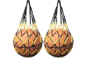 SJZBIN Single Ball Mesh Bag 2PCS Basketball Ball Carry Mesh Storage Net Bag Single Football Holder Black and Yellow