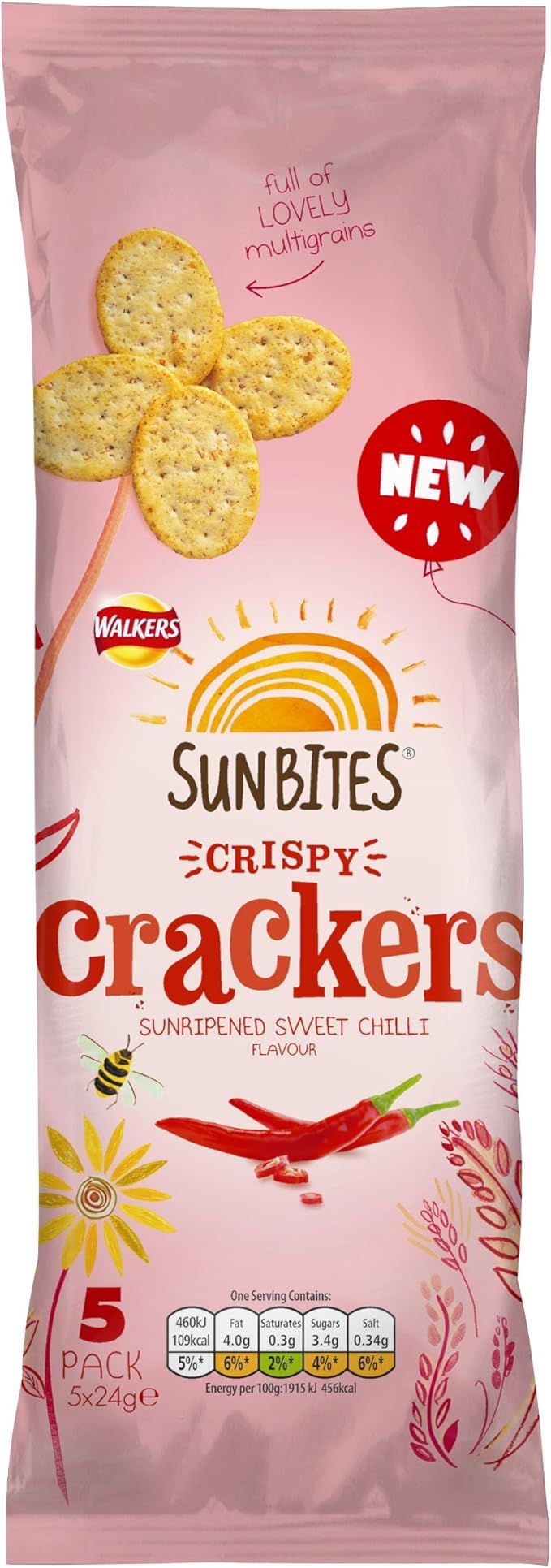 Sunbites Sun Ripened Sweet Chilli Crackers, 24 g, Pack of 5 Amazon.co