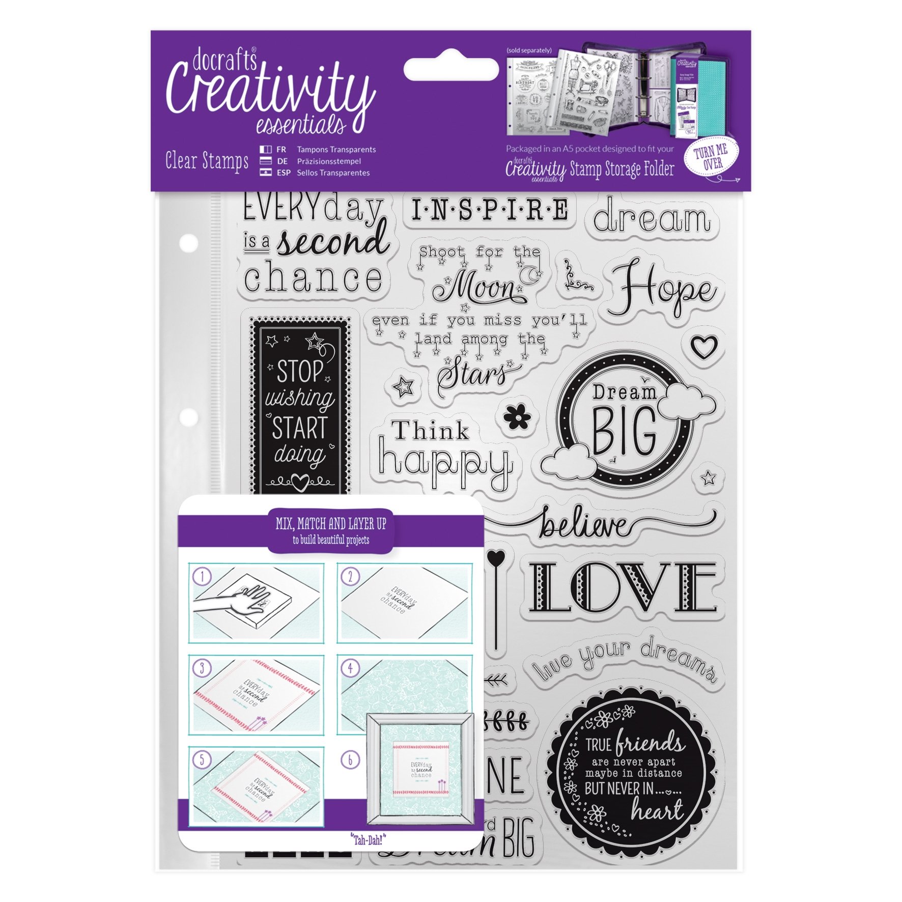 Creativity Essentials "Inspirational Sentiments" Stamp Set, Clear, A5, 31-Piece