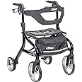 Drive Medical Nitro Sprint Foldable Rollator Walker with Seat, Standard Height Lightweight Rollator with Large Wheels, Folding Rolling Walker, Walker Rollator with Seat, Black