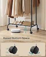 SONGMICS Double Clothes Rack on Wheels Extendable 83-120 cm Ink Black HSR133B01 view 5