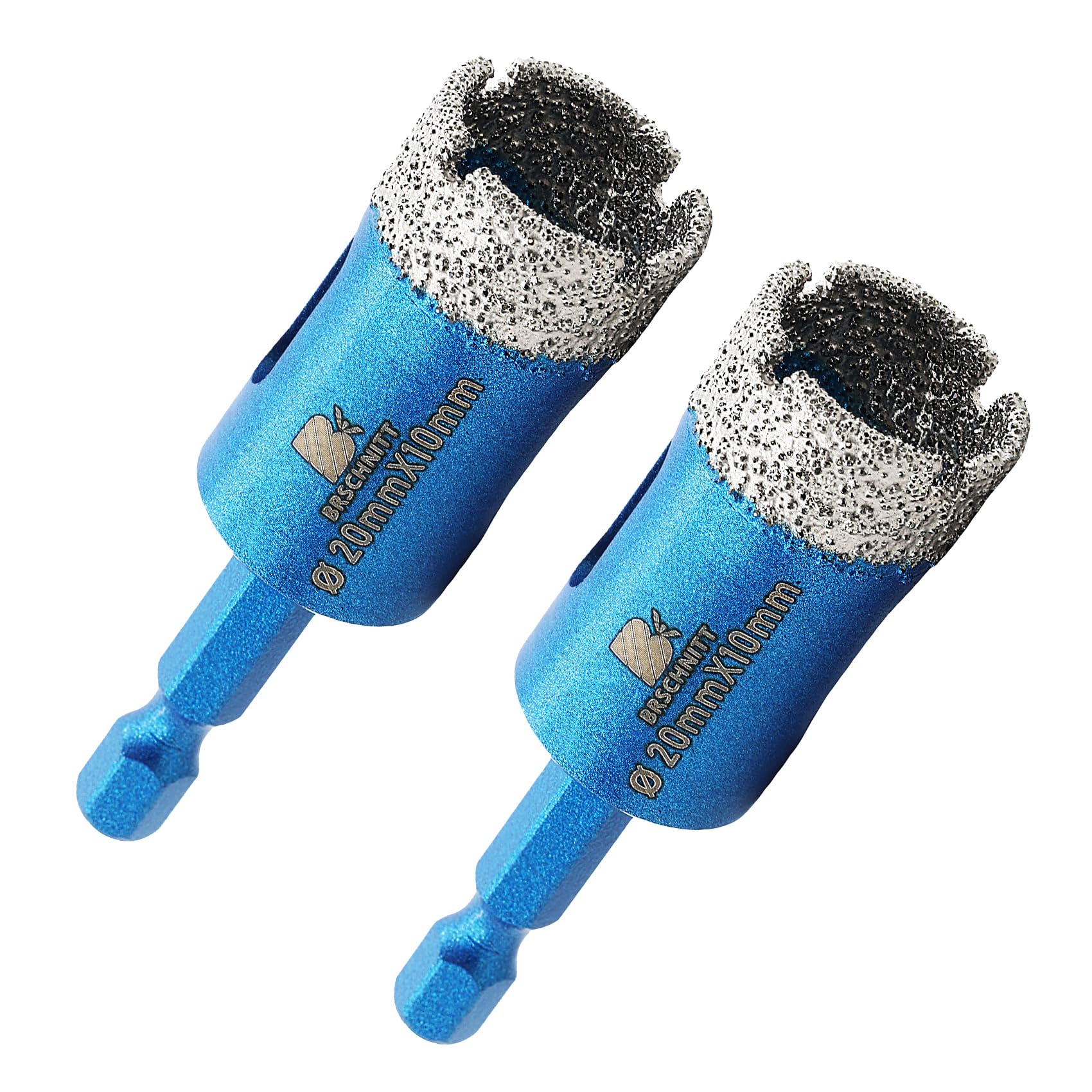 BRSCHNITT 20mm Diamond Core Drill Bit, 2pcs 4/5 Inch Hex Shank Dry Drilling Set for Porcelain, Ceramic, Stone, Granite, Marble