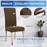 MAXIJIN Jacquard Stretch Dining Chair Slipcovers 6 Brown Parson Chairs view 3
