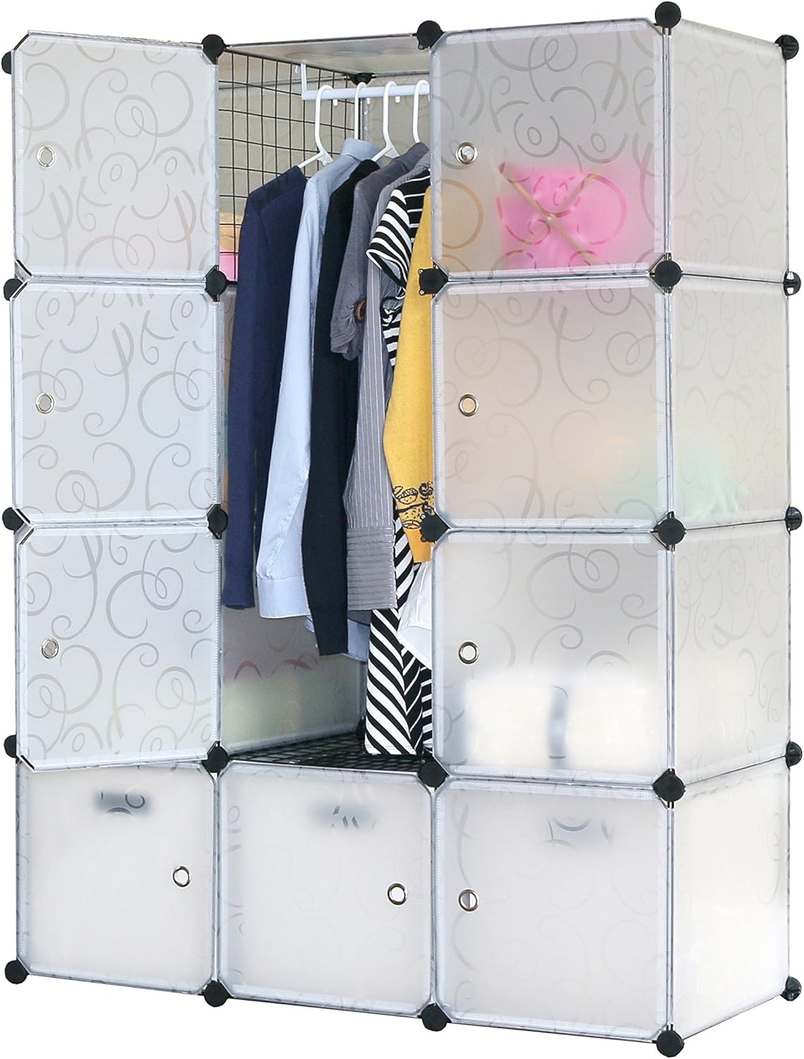 closet storage cabinets on Amazon Com Unicoo Multi Use Diy 12 Cube Organizer Bookcase Storage Cabinet Wardrobe Closet Deeper Cube Semi T Transparent Home Kitchen