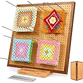 15.5" Foldable Crochet Blocking Board with 35 Stainless Steel Pegs - Upgrade Large Blocking Boards for Crochet Projects, Bamb
