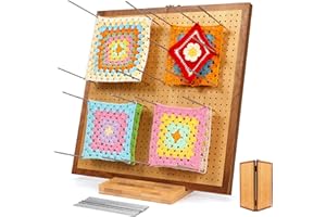 15.5" Foldable Crochet Blocking Board with 35 Stainless Steel Pegs - Upgrade Large Blocking Boards for Crochet Projects, Bamb