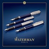 Waterman Expert Fountain Pen Blue Lacquer Chiselled Cap Stainless Nib Gift Box view 6