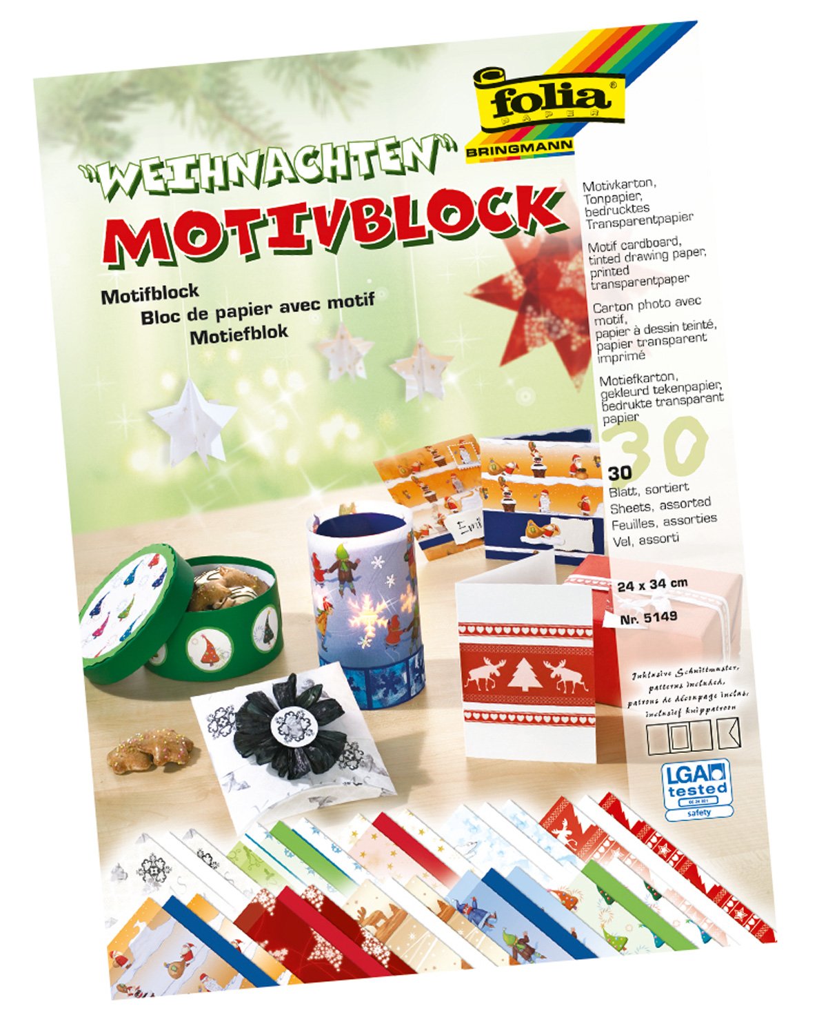 Folia Bringmann Christmas Design Block Pad Multi-Coloured