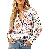 EverVoguant Soft Non-Iron Wrinkle-Free Button Down Shirts for Women Printed Blouse Business Casual Work Tops