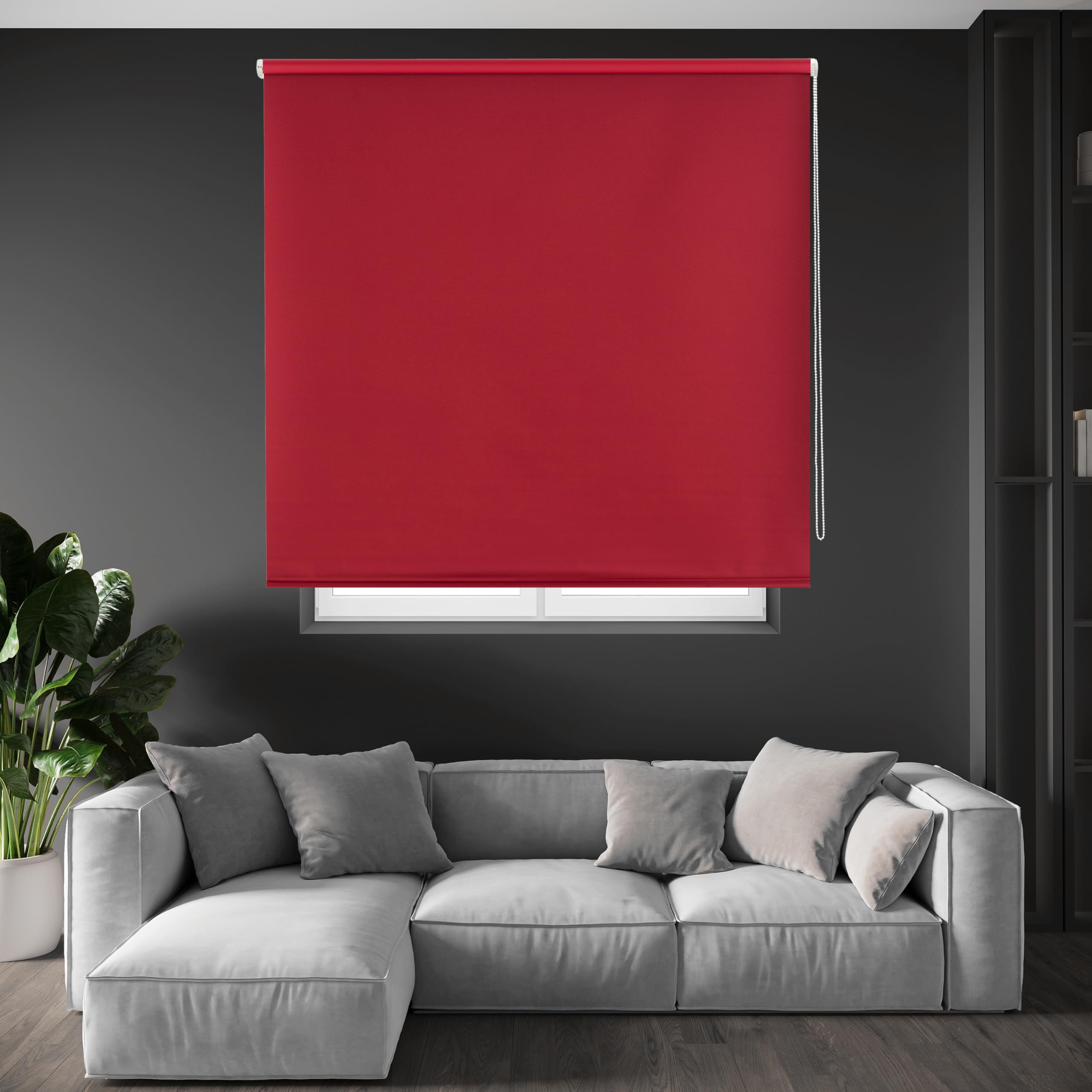 Blindecor Draco - 100 Percent Opaque Roller Blind, 120x230 cm, Burgundy Red