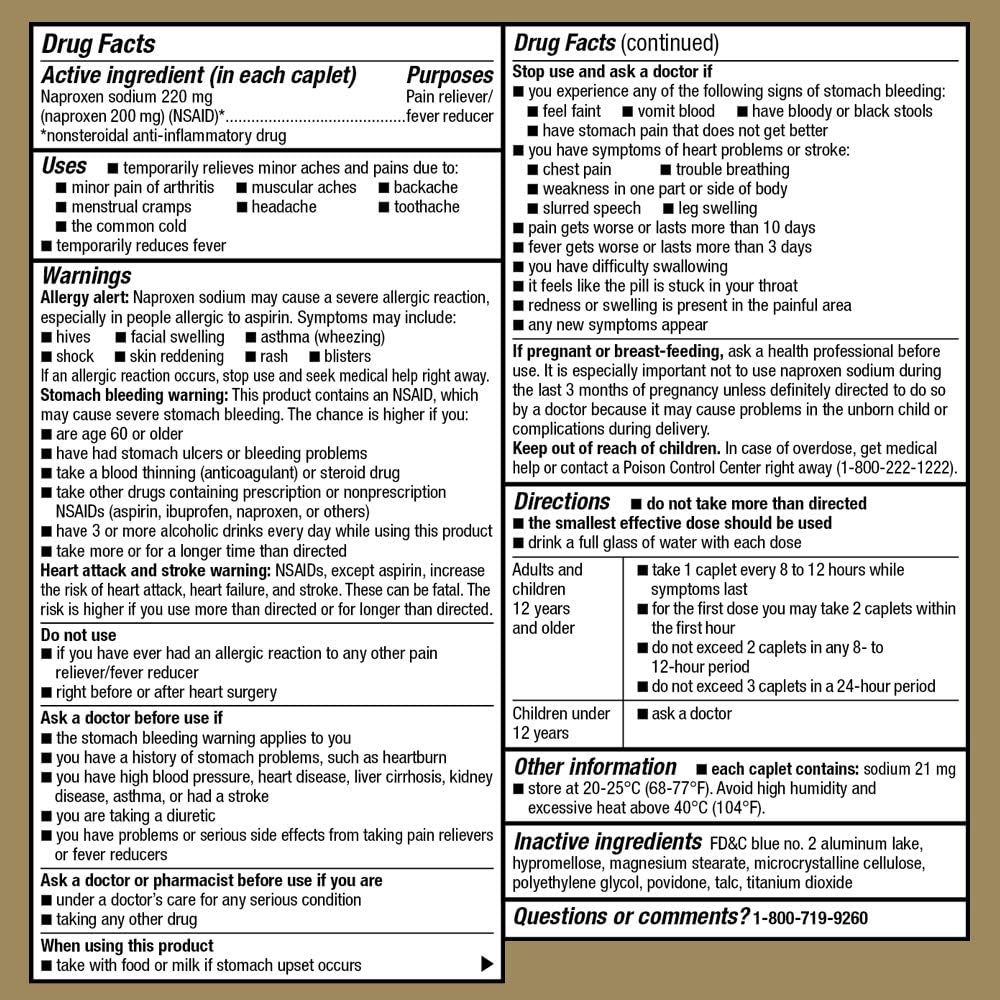 GoodSense Naproxen Sodium Tablets, 220 mg, All Day Pain Reliever and Fever Reducer, Strength to Last 12 Hours, 400 Count: Health & Personal Care