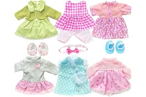 JING SHOW BUSSINESS 6 Sets Baby Girl Doll Clothes Dress for 10-12 Inch Doll Outfits Accessories for Baby Dolls Girl