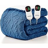 JKMAX Heated Electric Blanket Queen Size-84"x90" Heating Blanket with 10 Heating Levels & 5 Time Settings Over-Heat Protection,Winter Warmer for Adults with ETL Certification(Blue)