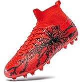 HRJR Kids Soccer Cleats Boys Girls Training Football Cleats Youth High-top Soccer Shoes for Little/Big Professional Athletic Outdoor Football Shoes