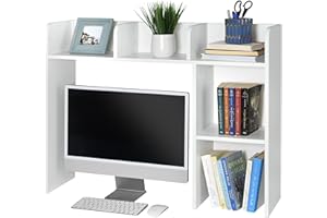 GlossyEnd Sturdy and Elegant Wood Dorm Desk Bookshelf Organizer, Office Desk Bookshelf Holder, Desktop Bookshelf Storage, Desk Book Organizer, Collage Dorm Desk Bookshelf, White