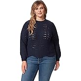 Jessica Simpson Womens Fayette Crew Nexk Boxy Fit Scalloped Sweater Pullover Plus