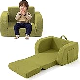 Toddler Couch, 2-in-1 Toddler Chairs Comfy 1-3 Years Old, Toddler Chair for Girls and Boys, Kids Couch Bed Fold Out, Convertible Baby Sofa to Lounge Chair for Playing, Reading, Napping, Green