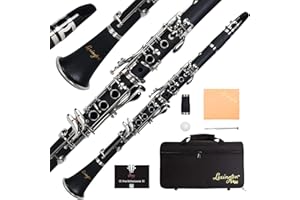 Aileen Lexington Bb Flat 17 Key Clarinet with One-Month Free Lesson, Reed, Mouthpiece, Hard Case, Cork Grease, Screwdriver and Other Kit (Black, 17 Key)