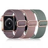 DaQin 3 Pack Stretchy Solo Loop Compatible with Apple Watch Bands for Women 49mm 46mm 45mm 44mm 42mm, Nylon Braided Elastic Strap for iWatch Band Series 11 10 9 8 7 6 5 4 3 SE Ultra 3 Ultra 2 Ultra