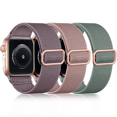 DaQin 3 Pack Stretchy Solo Loop Compatible with Apple Watch Bands for Women 49mm 46mm 45mm 44mm 42mm, Nylon Braided Elastic Strap for iWatch Band Series 11 10 9 8 7 6 5 4 3 SE Ultra 3 Ultra 2 Ultra