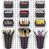 G.CORE 12 Pack Pegboard Bins PegBoard Cups with Hooks & Loops, Peg Board Hooks Assortment Organizer Accessory, Various Tools Storage Arrange System Kit for Garage Craft Workshop Workbench Hobby Office