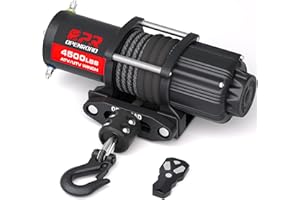 OPENROAD 4500 lb ATV/UTV Electric Winch, 12V IP67 Waterproof Off-Road Winch with 7/32" × 50' Synthetic Rope, Wireless Remote,