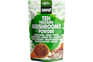 WIXAR NATURALS Wixar Mushroom Powder - Ten Treasure Mushrooms Extract Supplement Blend for Coffee & Smoothies - Lions Mane, Turkey Tail, Reishi, Chaga, Shiitake, Cordyceps, Complex - 4oz Mushroom Supplement