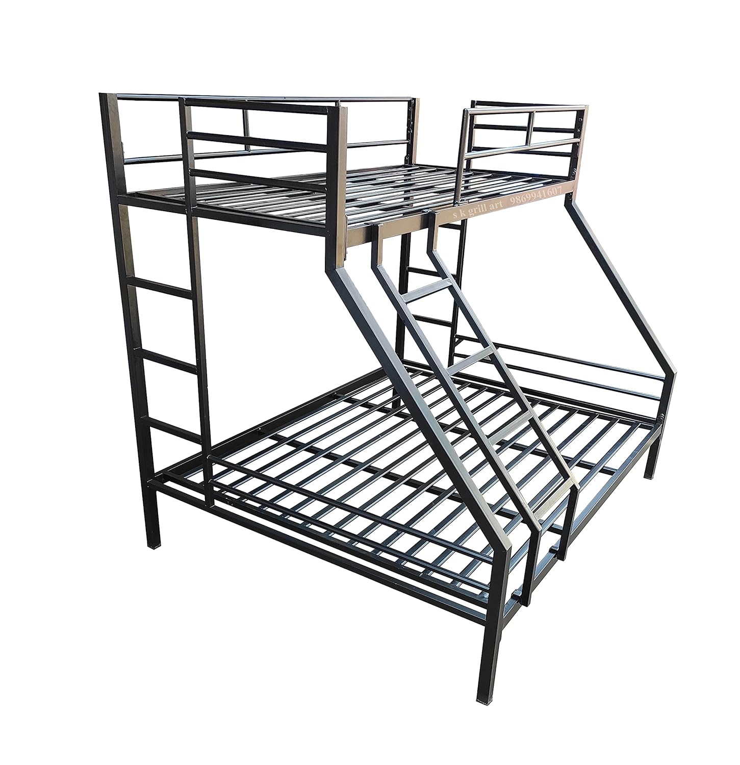 s k grill art Wrought Iron Twin Bunk Bed with Mattress ((2.5 x 6) + (4