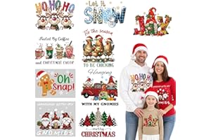 NARDOLL 9 Sheets Christmas DTF Transfers Ready to Press Iron on Transfers for Tshirts - Iron on Patches on Clothes - Heat Transfer Vinyl Stickers Iron on Decals for Tablecloth Garden Flag DIY Crafts