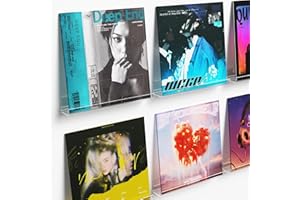 ALBUMGIT 6 Pack Vinyl Record Wall Mount, Self-Adhesive 12" Vinyl Shelf Holder for Album Record Display, Clear Acrylic Floating Shelves for Living Room, Bathroom, Bedroom