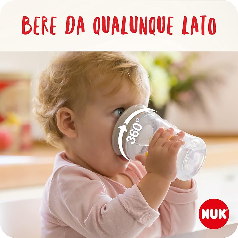 Magic Cup bicchiere antigoccia | Bordo anti-rovesciamento a 360° | 8+ mesi | Senza BPA | 230 ml | Rosa e Blu | 2 pezzi