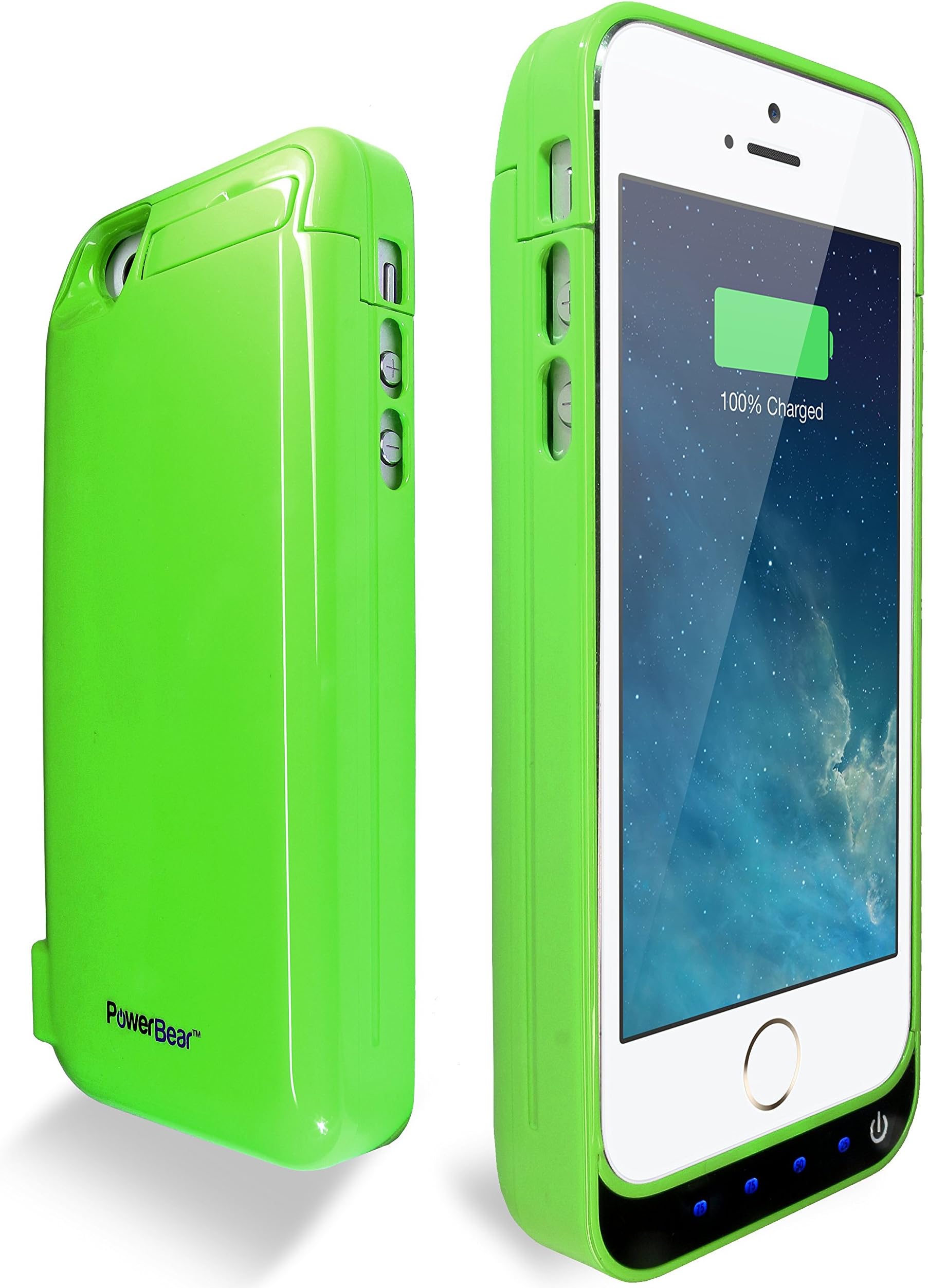 PowerBear iPhone 5S / iPhone 5C / iPhone 5 [Stamina Series] Extended Rechargeable Battery Case with Built in USB PowerBank with 4200mah Capacity (Up to 250% Extra Battery) - Green [24 Month Warranty and Screen Protector Included]