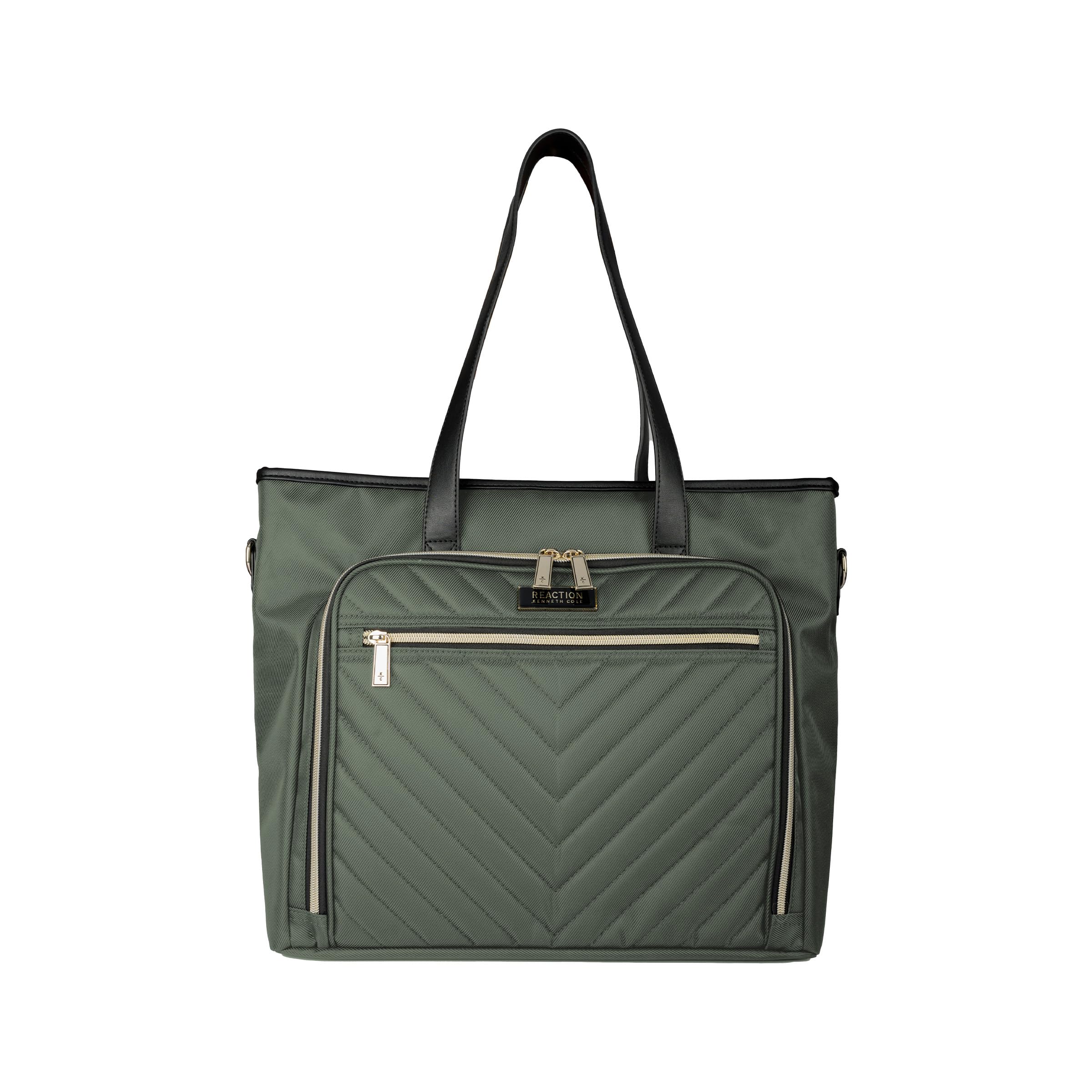 Kenneth Cole REACTION Chelsea Quilted Chevron 15" Laptop & Tablet Business Tote with Removable Shoulder Strap, Olive Image