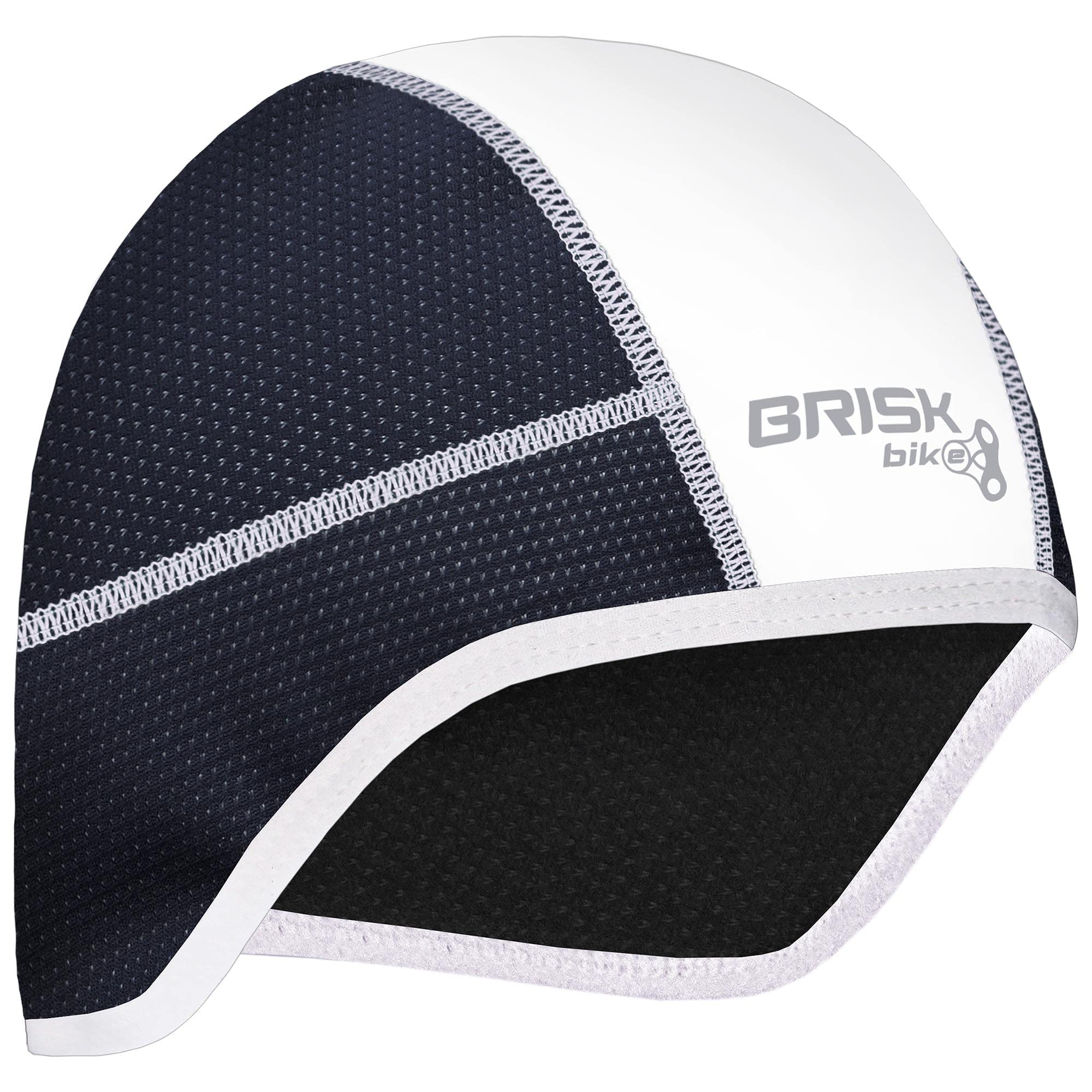 Brisk Cycling Skull Cap Under Helmet Thermal Tight Fit Warm Regular Size (White/Black)