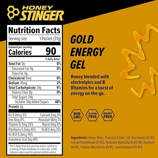 HONEY STINGER CLASSIC ENERGY GEL, GOLD, SPORTS NUTRITION, 1.2 OUNCE (PACK OF 1)