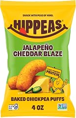 Hippeas Chickpea Puffs, Jalapeño Cheddar Blaze, 4 oz Bag, Baked | Crunchy Chickpea Snacks with 3g Plant Protein, 2g Fiber & 5
