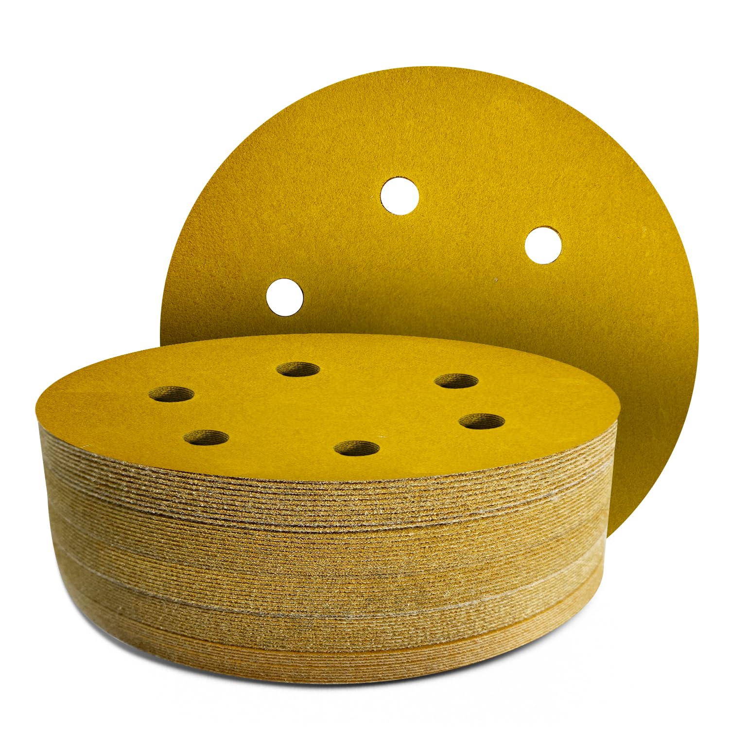 GZKTY 50Pcs 150mm Sanding Discs, 120 Grit, 6-Hole, Round Hook and Loop Sandpaper for Random Orbital Sander