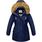 CREATMO US Girl's Sherpa Long Winter Coat Thicken Warm Parka Durable Waterproof Puffer Ski Jacket