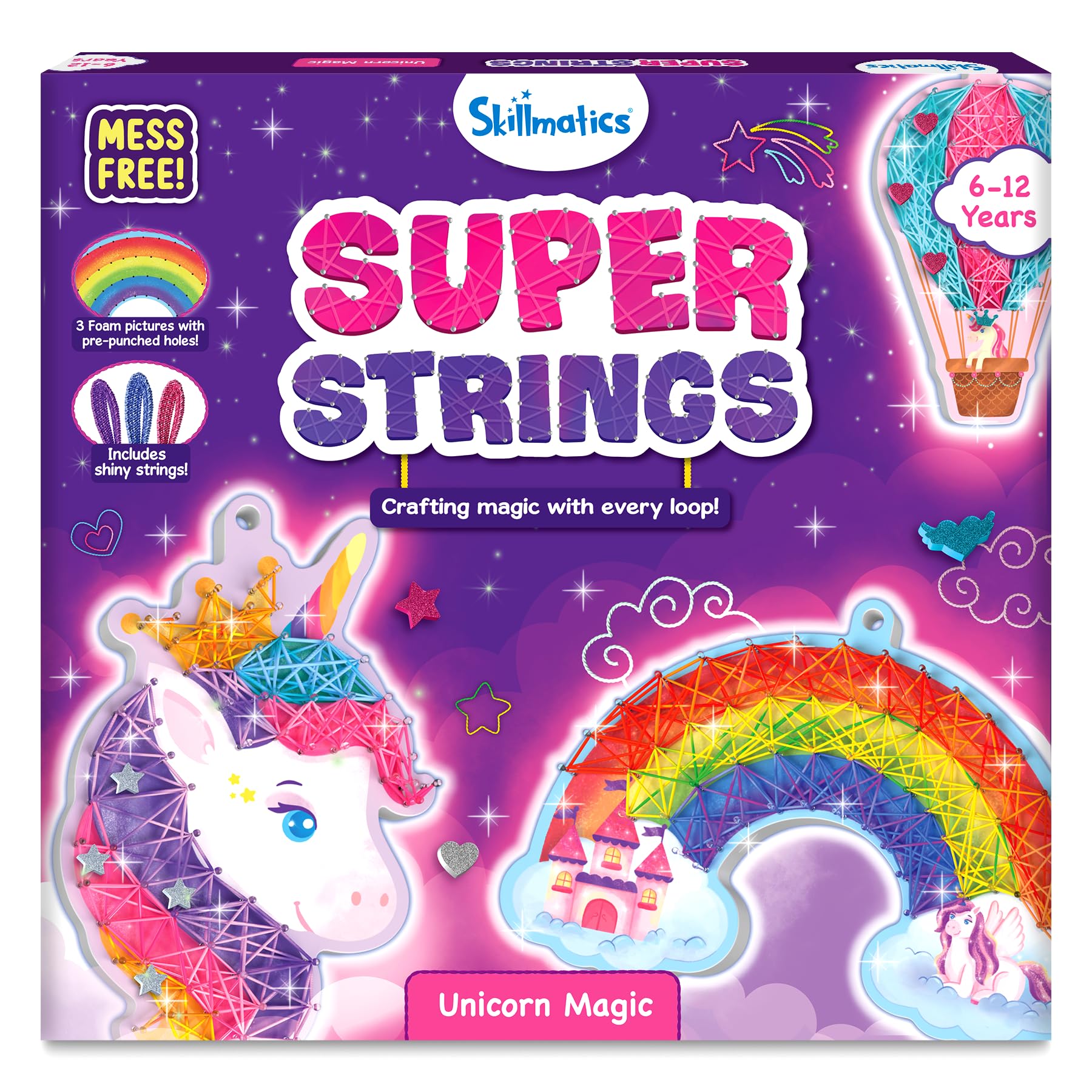 Skillmatics String Art Activity - Unicorn Magic, Mess-Free Art for Kids, Craft Kits & Supplies, DIY Decor & Creative Activity, Gifts for Girls & Boys Ages 6, 7, 8, 9, 10, 11, 12