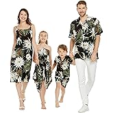Matchable Family Hawaiian Luau Men Women Girl Boy Clothes in Wispy Cereus Black