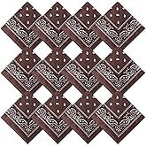 Suhine 12 Pcs Bandanas Bulk 22 x 22 Inch Paisley Headband Cowboy Handkerchief Christmas Thanksgiving Gift for Women Men