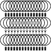 44Pack Curtain Rings with Clips Hooks, Rustproof Metal Stainless Steel Drapery Rings, 2in Interior Diameter Curtain Hangers C