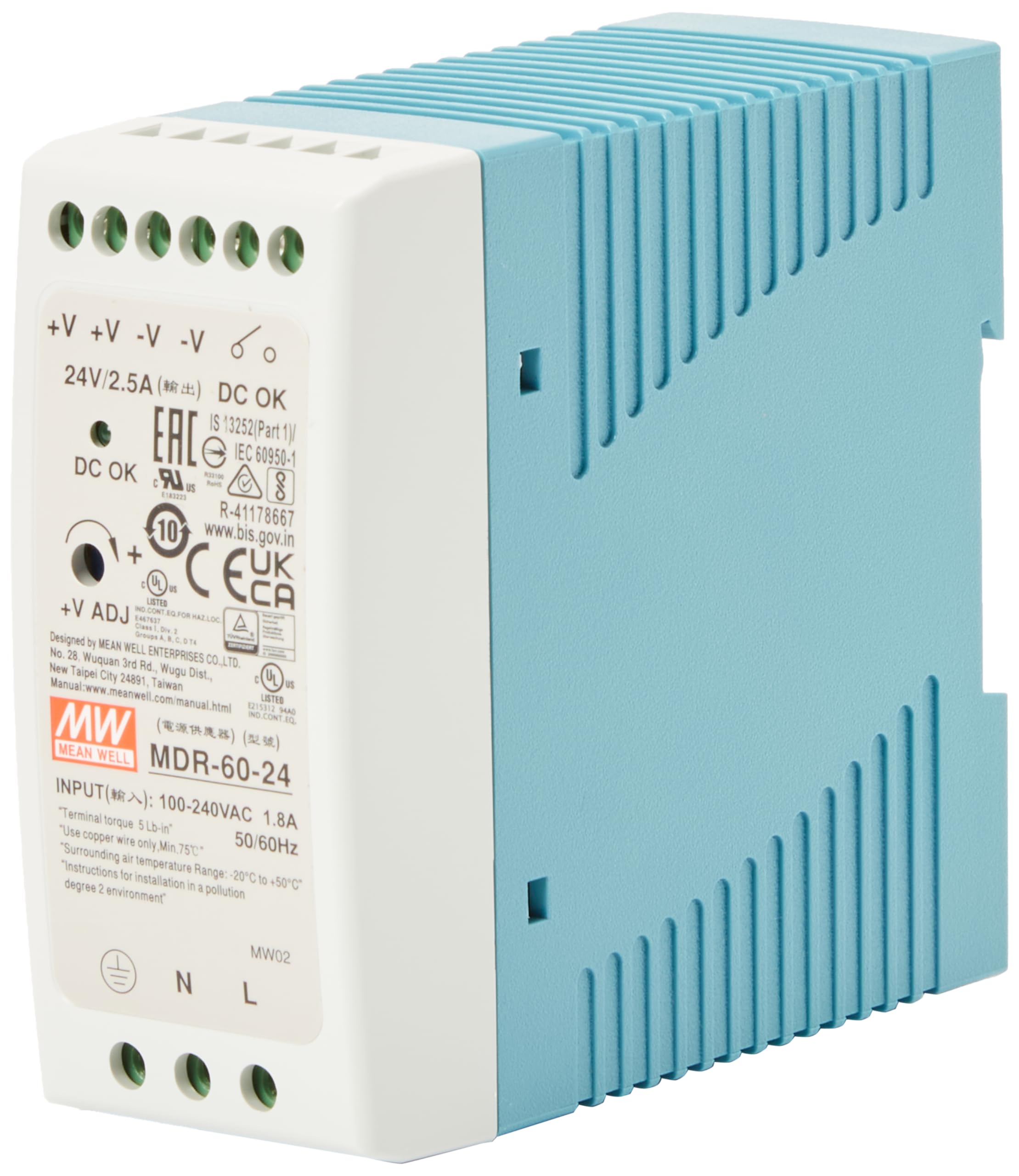 Meanwell MDR-60-24 AC-DC Industrial DIN Rail Power Supply