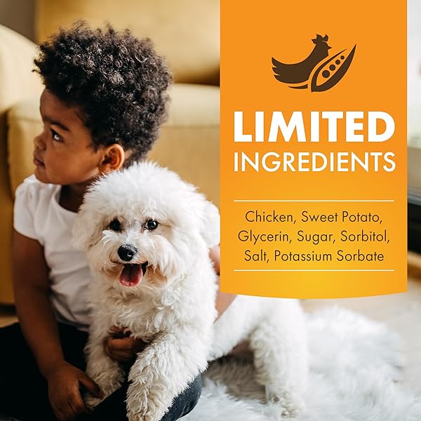 PUR LUV CHICKEN WRAPPED SWEET POTATO DOG TREATS, RAWHIDE FREE JERKY WRAPS, MADE WITH REAL CHICKEN, 16 OZ, HEALTHY, EASILY DIGESTIBLE, LONG LASTING, HIGH PROTEIN TREAT, SATISFIES DOG’S URGE TO CHEW