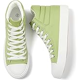 POVOGER High Top Sneakers for Women White Womens High Tops Canvas Shoes Black Fashion Sneakers Casual Lace up Tennis Shoes