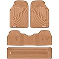 Motor Trend 3-Row Heavy Duty Rubber Floor Mats & Liners for Car SUV Van, Front 2nd & 3rd Row Durable Polymerized Latex Full Interior Protection, Extra-High Ridgeline Design, Beige