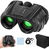 12x25 Compact Binoculars for Adults & Kids, High Powered Lightweight Waterproof Binoculars with Large Eyepiece, Low Light Vision for Bird Watching, Hunting, Travel, and Sightseeing